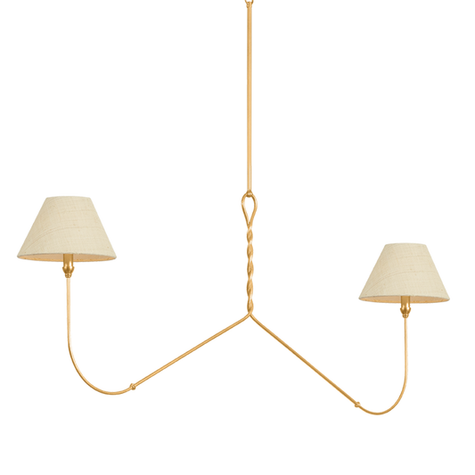Hudson Valley Dekalb 2-Light Linear Chandelier Vintage Gold Leaf