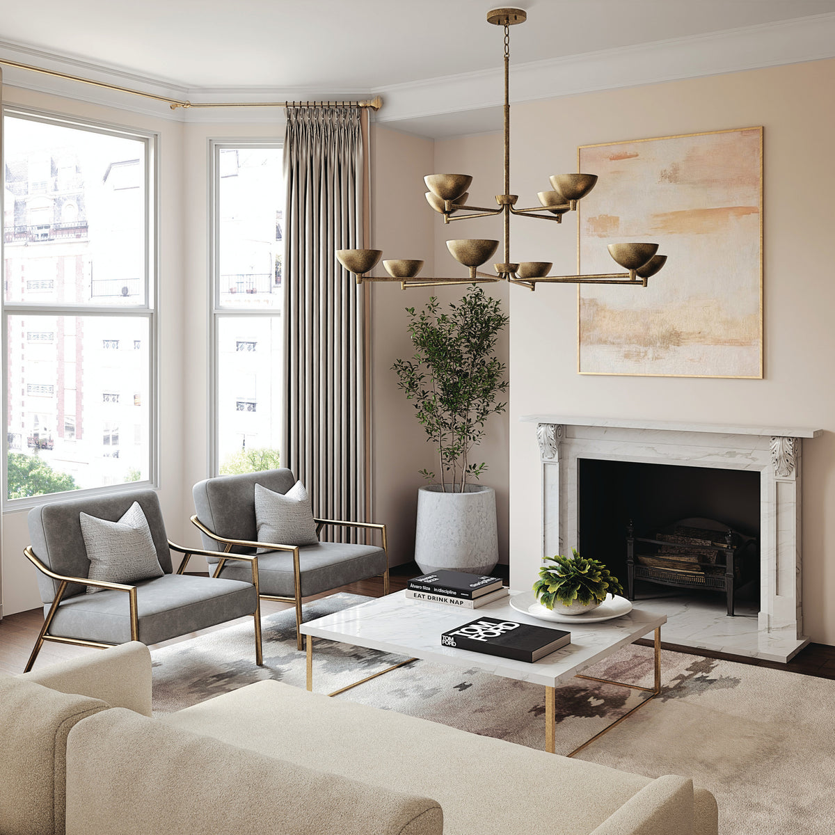 Capital Francesca Two-Tier Large Chandelier in Matte Brass