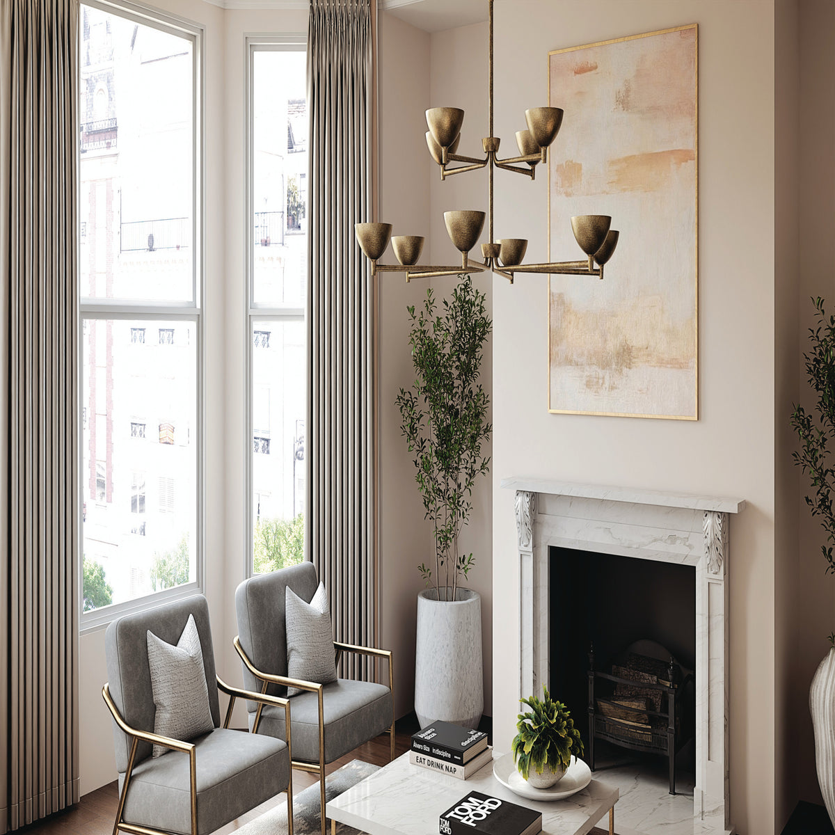 Capital Francesca Two-Tier Large Chandelier in Matte Brass