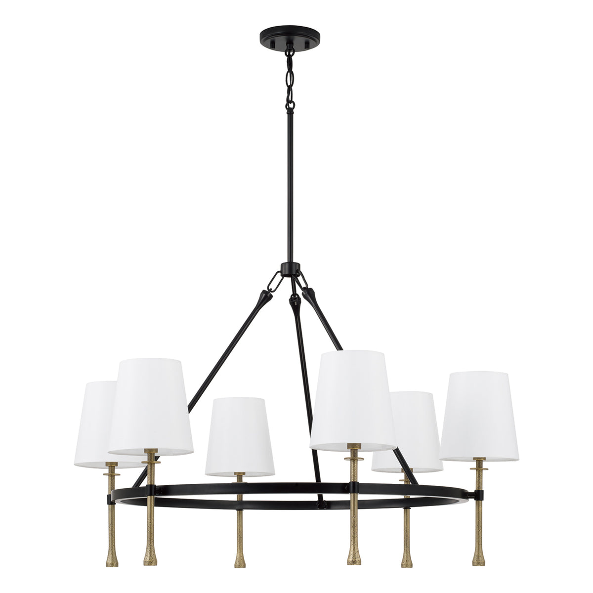 Capital Hollis Large Chandelier in Matte Black with Hammered Gold
