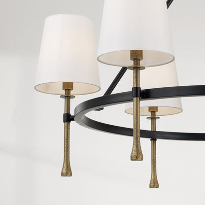 Capital Hollis Large Chandelier in Matte Black with Hammered Gold