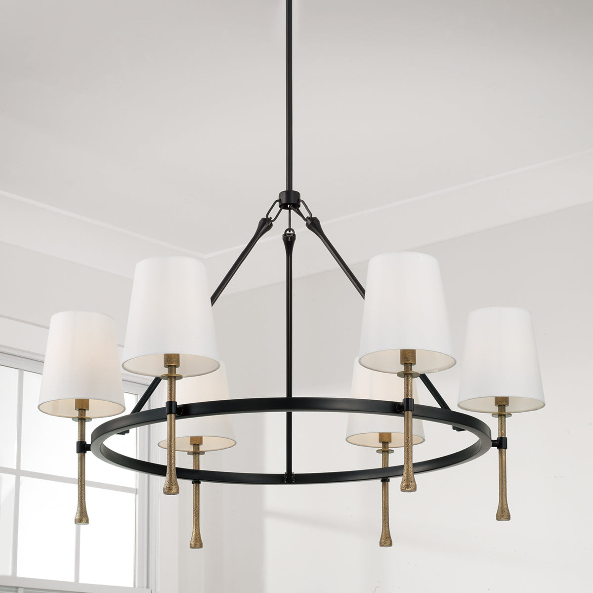 Capital Hollis Large Chandelier in Matte Black with Hammered Gold