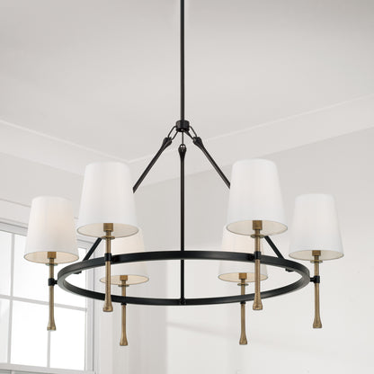 Capital Hollis Large Chandelier in Matte Black with Hammered Gold