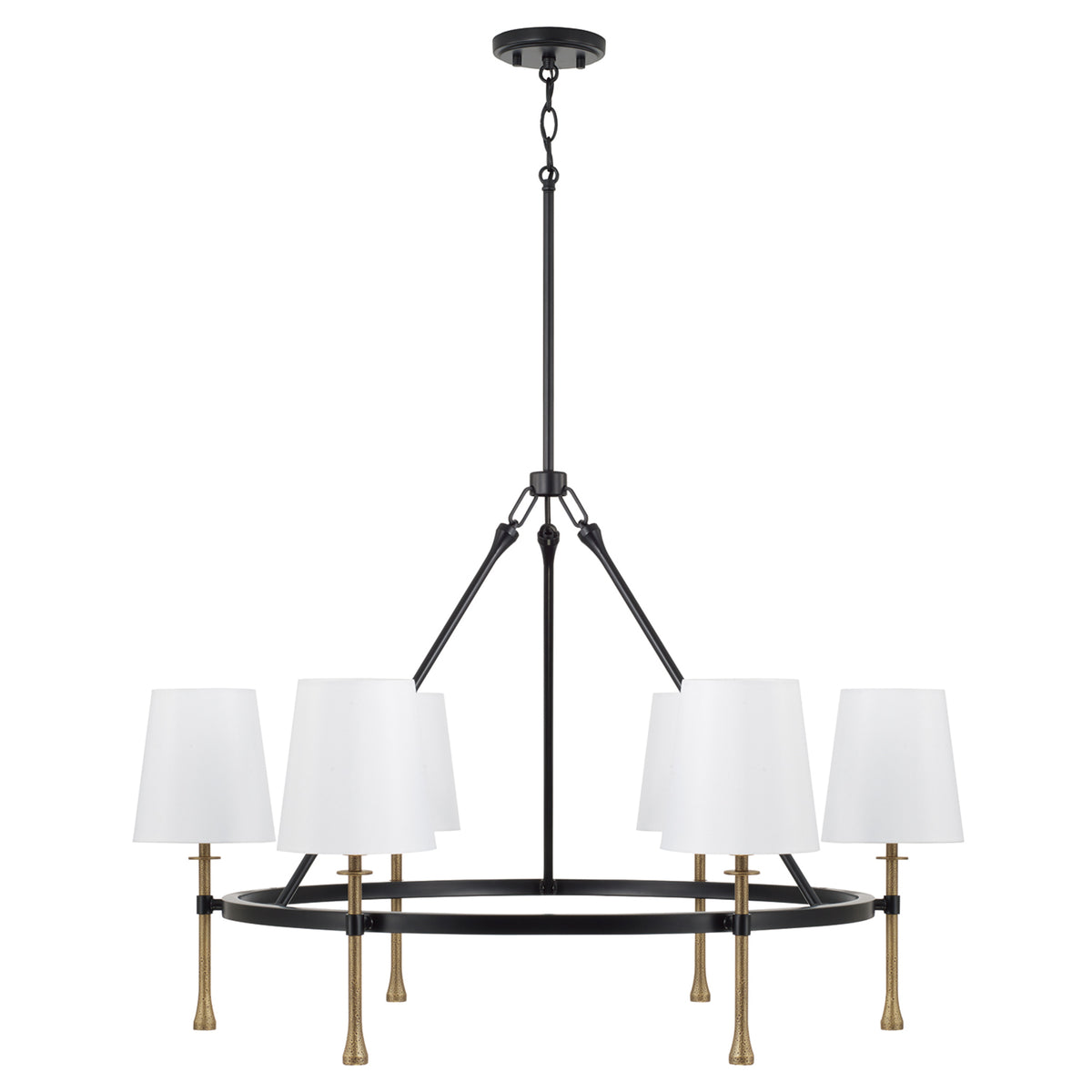Capital Hollis Large Chandelier in Matte Black with Hammered Gold