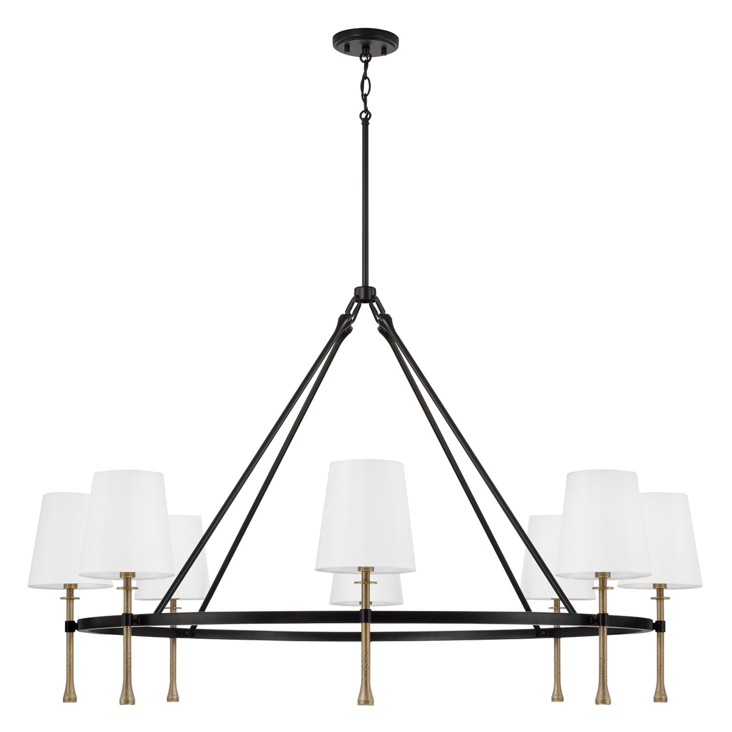 Capital Hollis Grand Chandelier in Matte Black with Hammered Gold