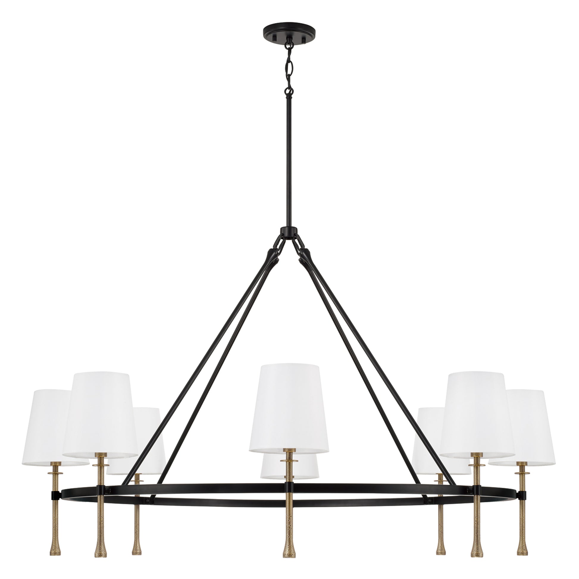 Capital Hollis Grand Chandelier in Matte Black with Hammered Gold