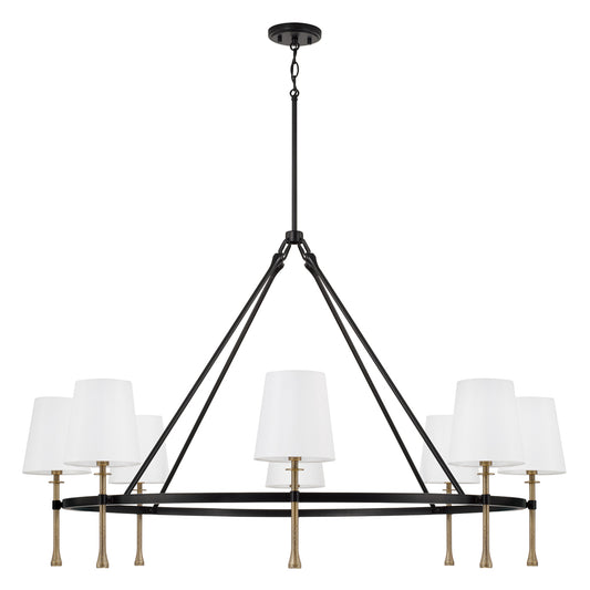 Capital Hollis Grand Chandelier in Matte Black with Hammered Gold
