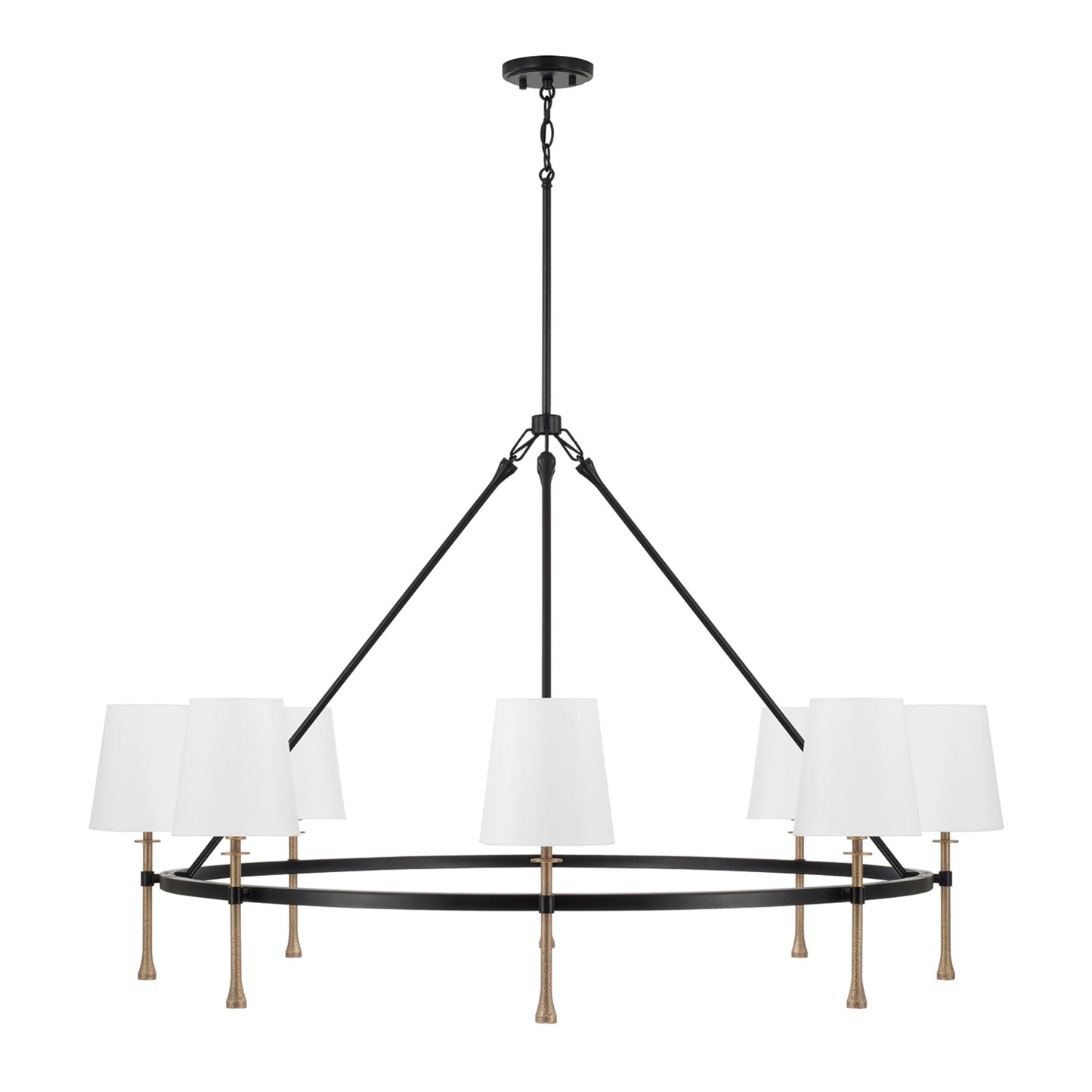Capital Hollis Grand Chandelier in Matte Black with Hammered Gold