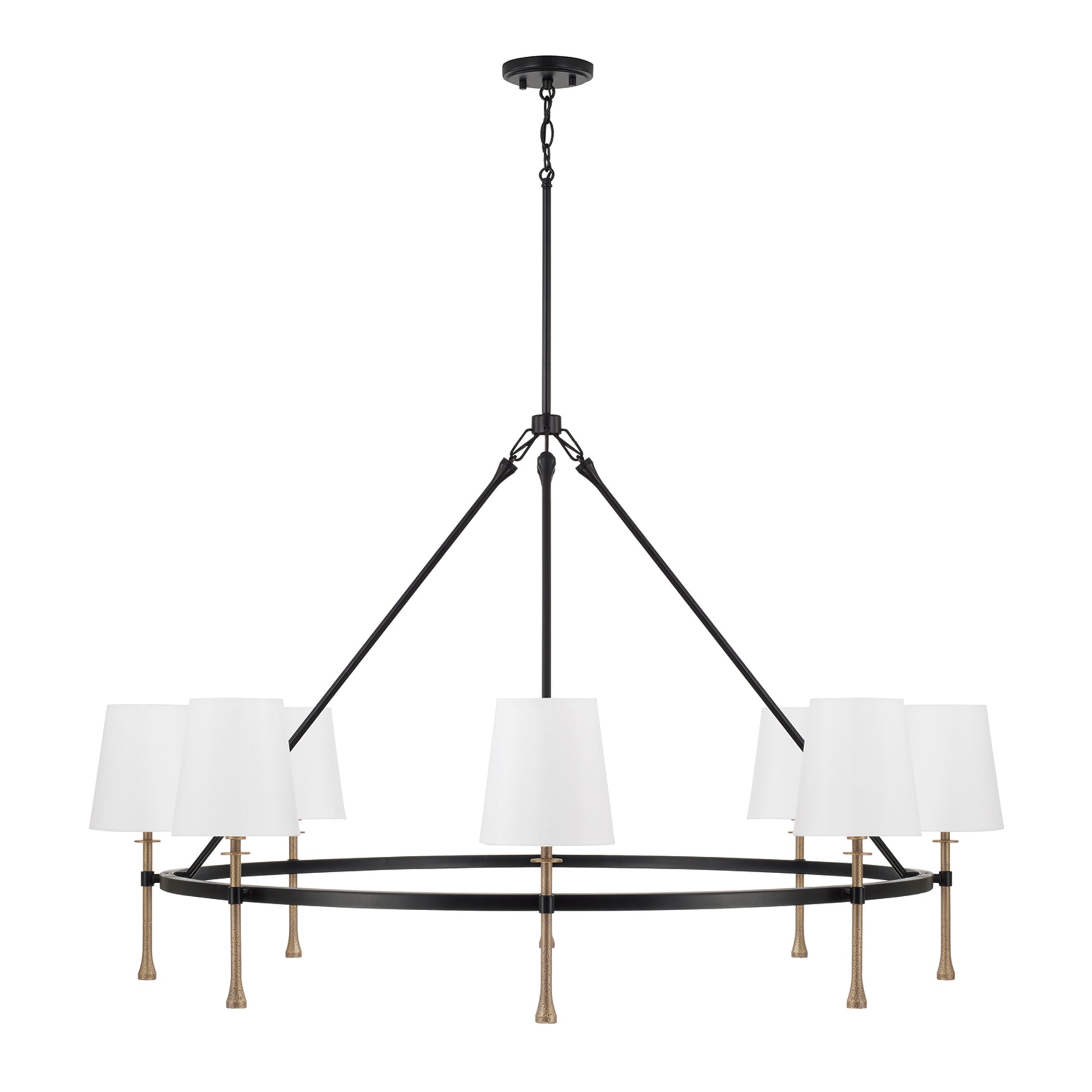 Capital Hollis Grand Chandelier in Matte Black with Hammered Gold