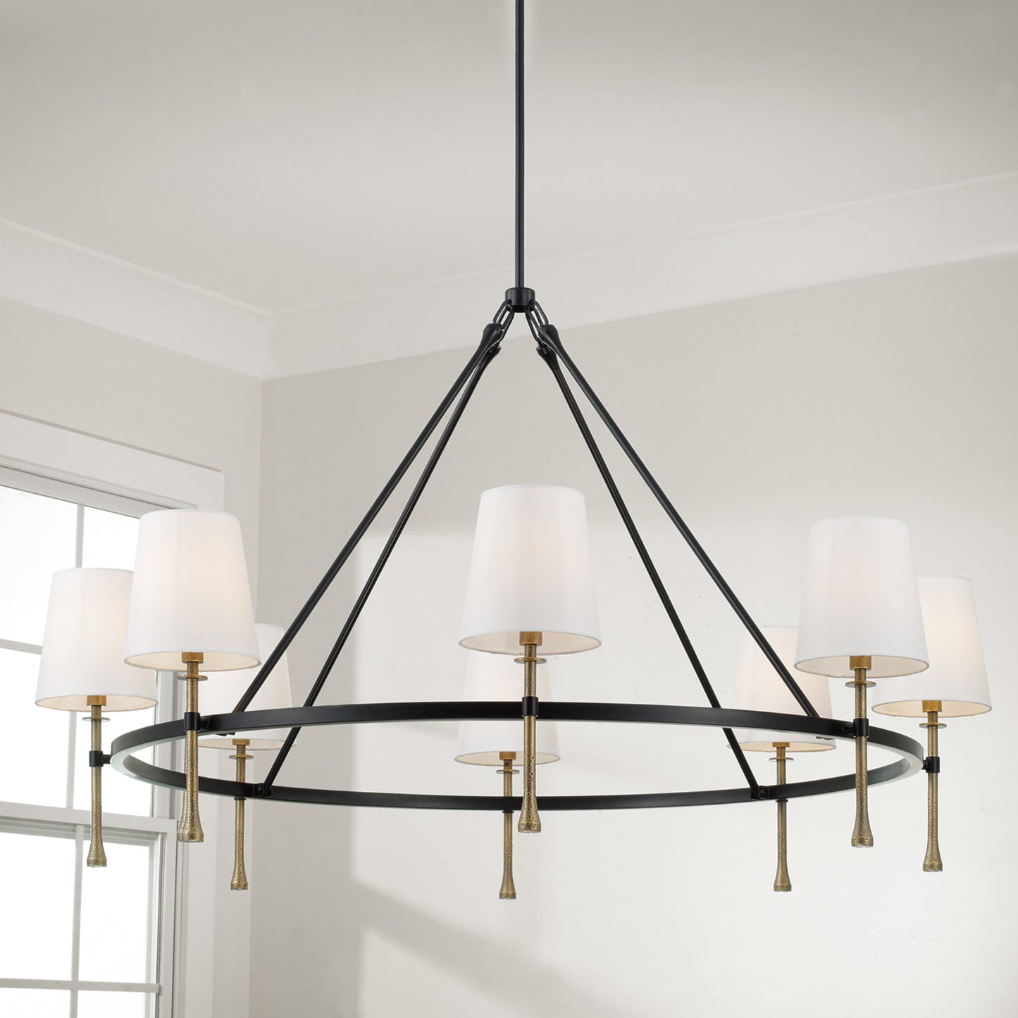 Capital Hollis Grand Chandelier in Matte Black with Hammered Gold