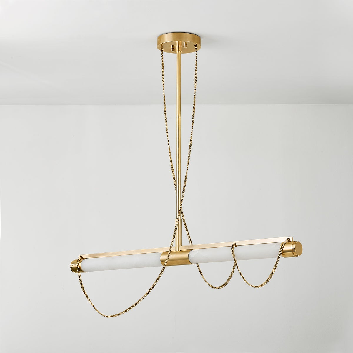 Corbett Lariat Linear Chandelier Vintage Brass Detail 1