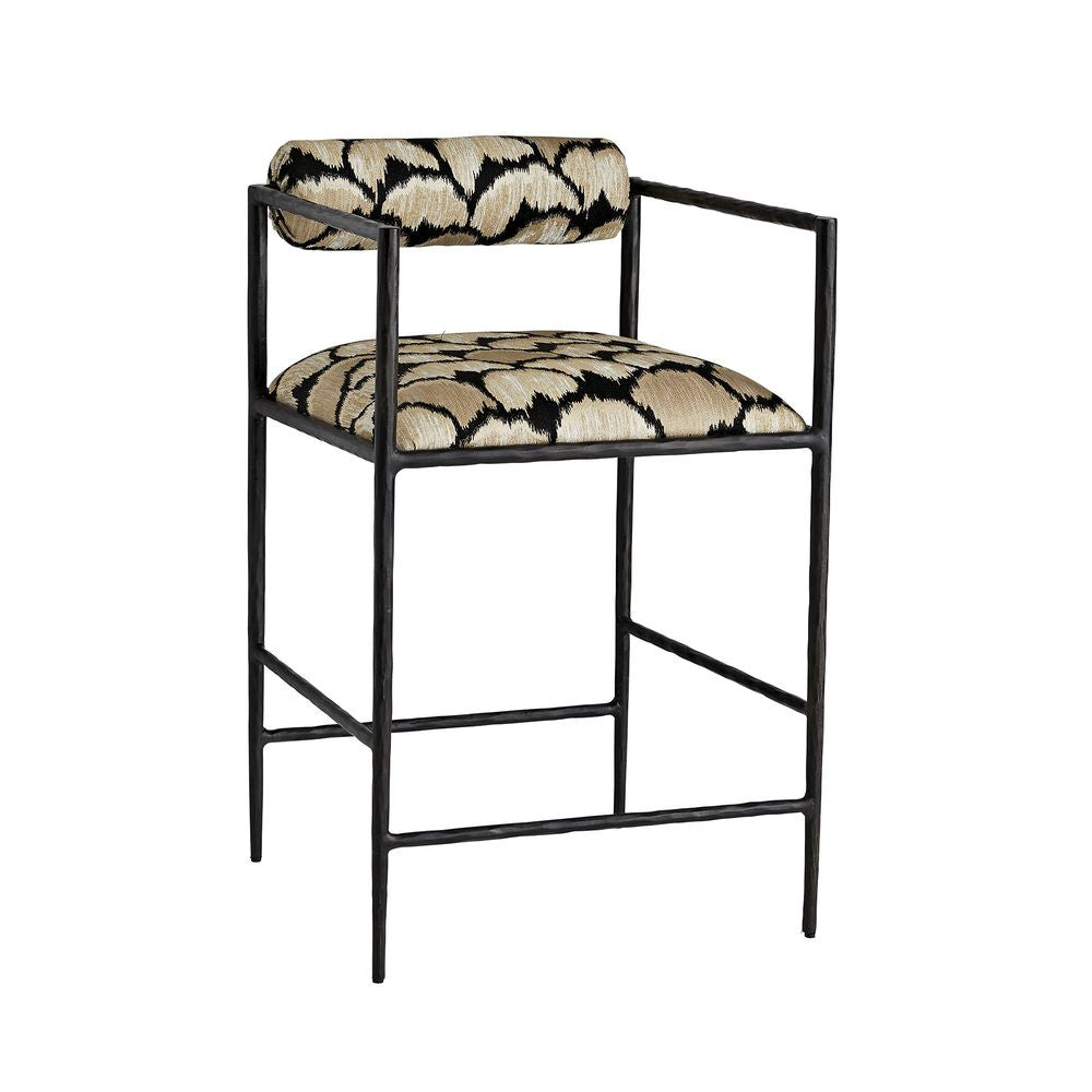 Arteriors Home Barbana Counter Stool Ocelot Embroidery