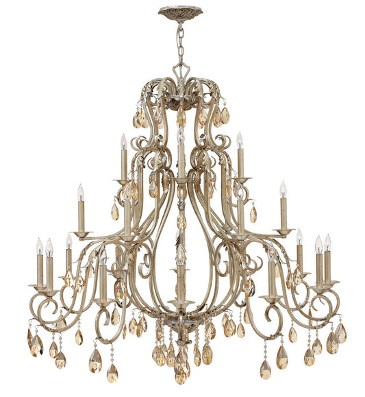 Hinkley Carlton Candle Chandelier Silver, Silver Leaf