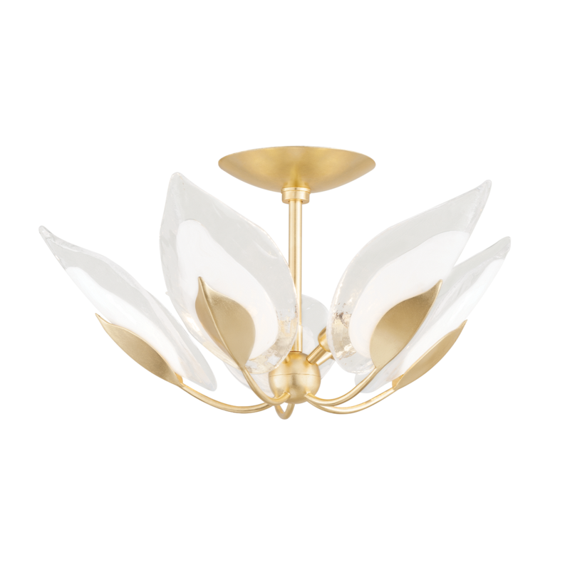 Hudson Valley Blossom Semi-Flush Mount Gold Leaf