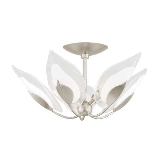 Hudson Valley Blossom Semi-Flush Mount Silver Leaf