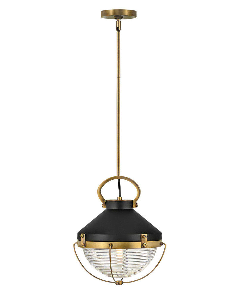 Hinkley Crew Mini-Pendant Black, Heritage Brass