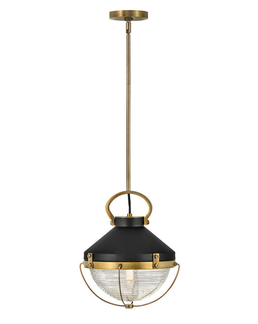 Hinkley Crew Mini-Pendant Black, Heritage Brass