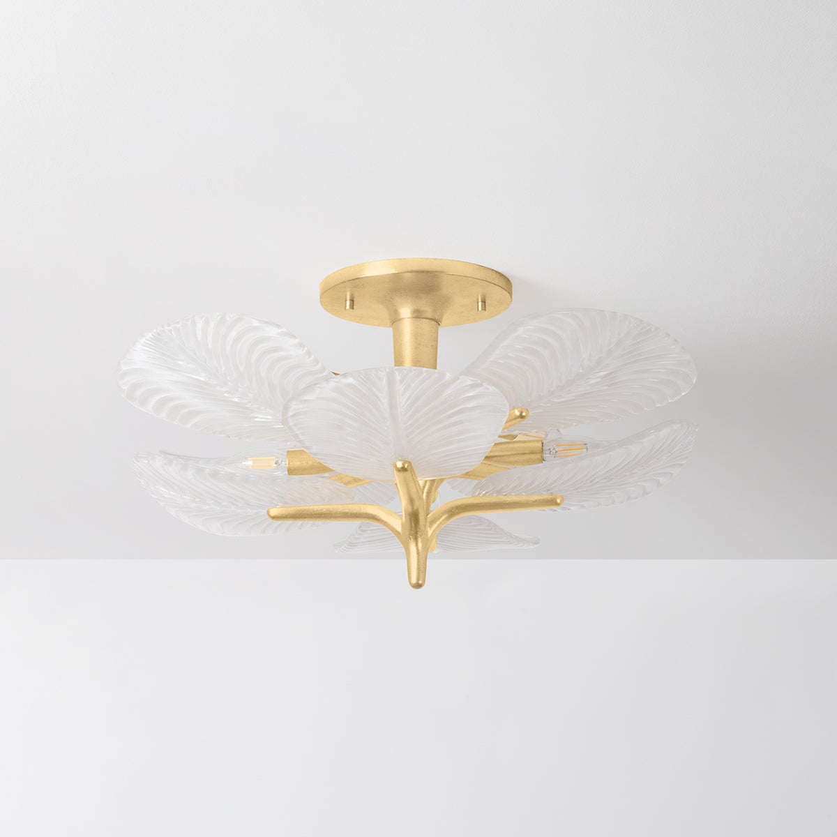 Corbett Kamal Semi-Flush Mount Vintage Gold Leaf Detail 2