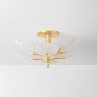 Corbett Kamal Semi-Flush Mount Vintage Gold Leaf Detail 2
