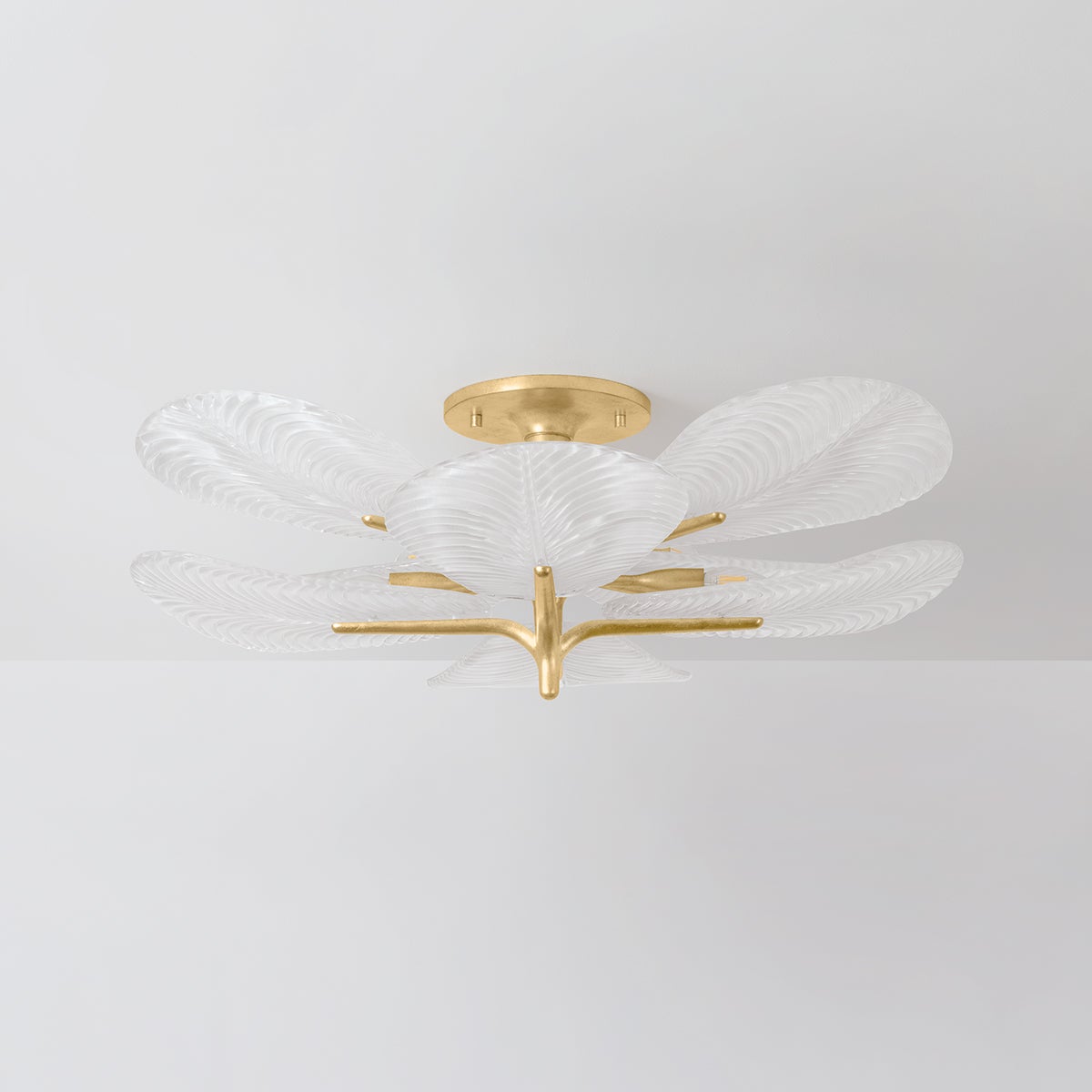 Corbett Kamal Semi-Flush Mount Vintage Gold Leaf Detail 2