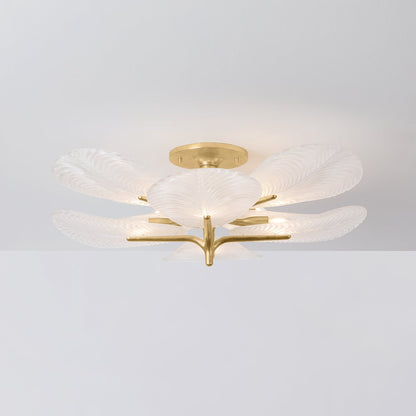 Corbett Kamal Semi-Flush Mount Vintage Gold Leaf Detail 1