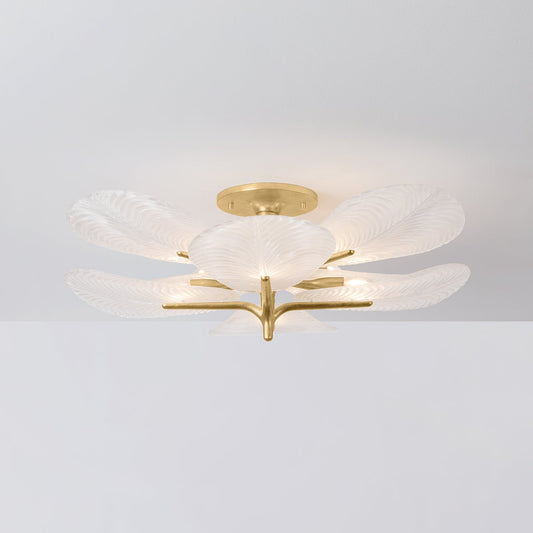 Corbett Kamal Semi-Flush Mount Vintage Gold Leaf Detail 1