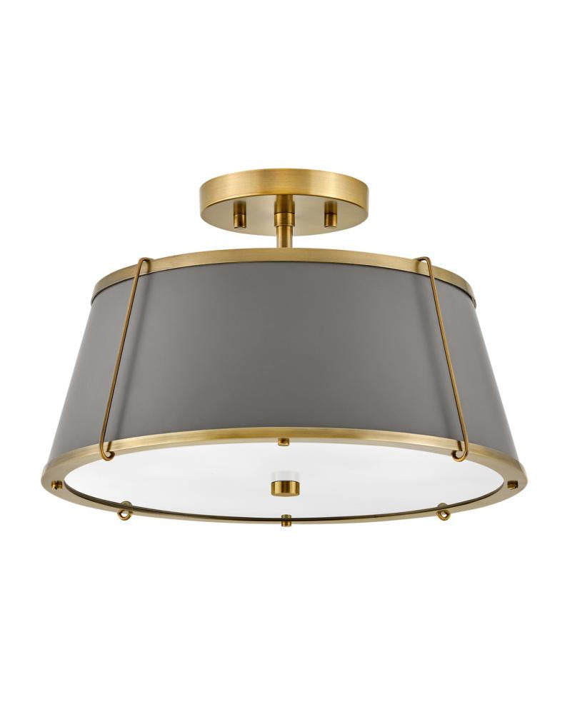 Hinkley Clarke Medium Semi-Flush Mount Lacquered Dark Brass with Dark Matte Grey