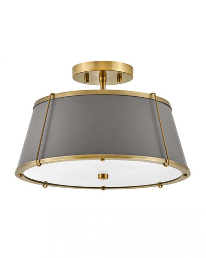 Hinkley Clarke Medium Semi-Flush Mount Lacquered Dark Brass with Dark Matte Grey