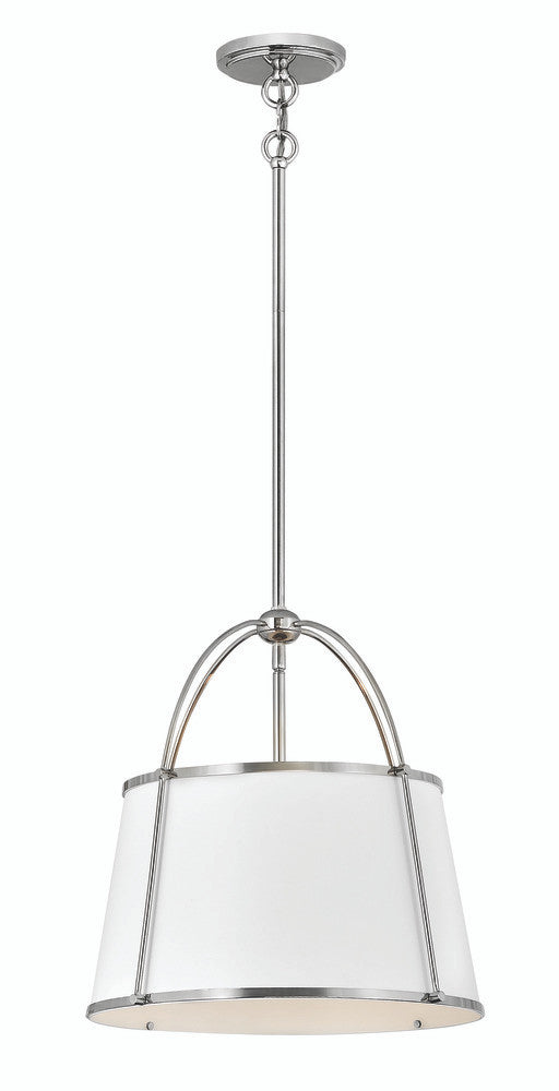 Hinkley Clarke Large Drum Pendant Polished Nickel with Matte White