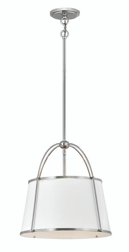 Hinkley Clarke Large Drum Pendant Polished Nickel with Matte White