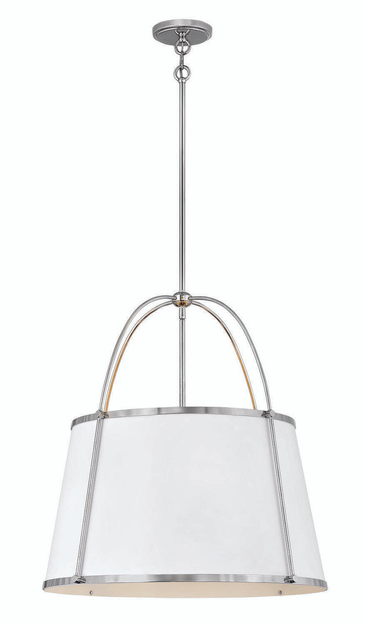 Hinkley Clarke Medium Drum Chandelier Polished Nickel with Matte White