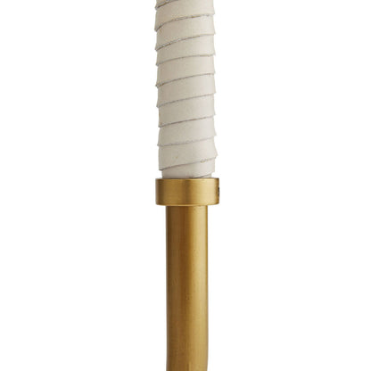 Aaron Table Lamp Cream Leather & White Marble