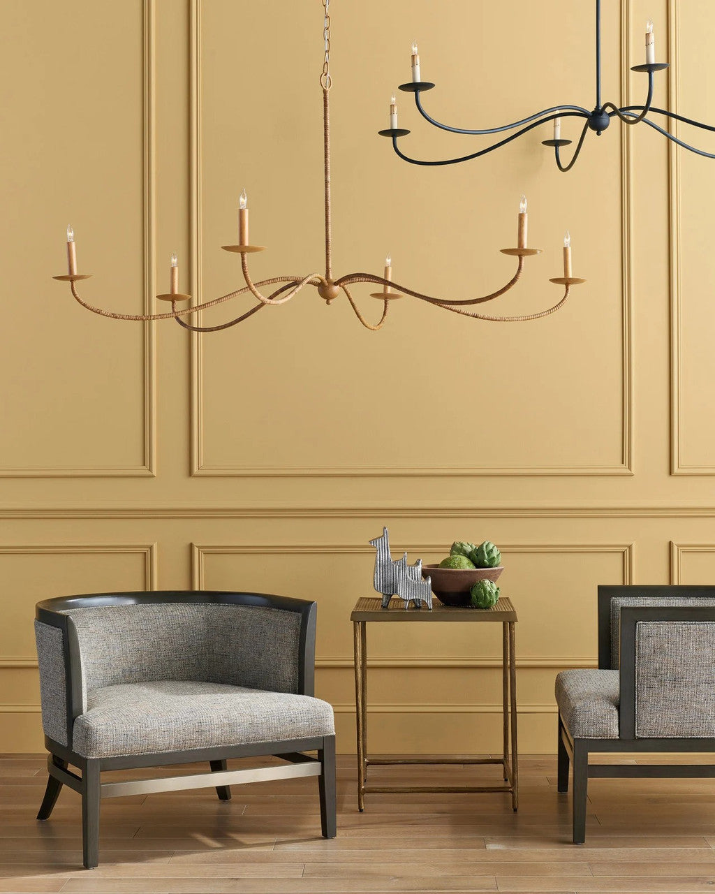 Saxon Large Tan Chandelier, Currey and Company (9000-0757 VHWZ)