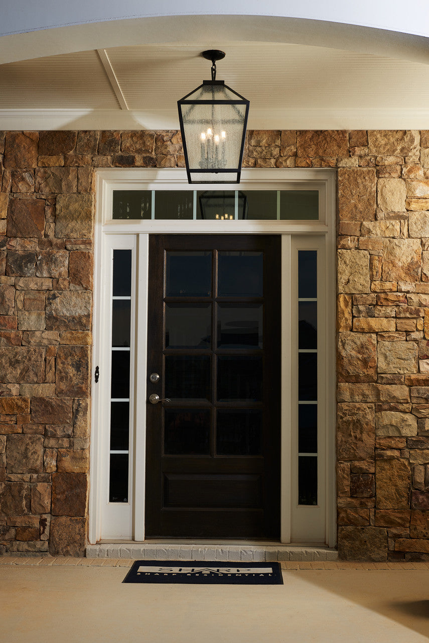 Woodstock Outdoor Hanging Lantern, 4-Light, Black, Glass Shade, 23.5"H, Savoy House (5-104-BK 1QWRF)