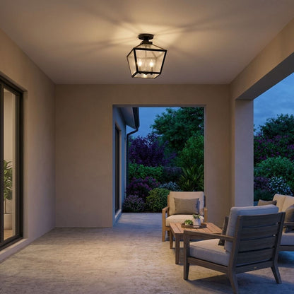 Woodstock 3-Light Outdoor Ceiling Light in Black