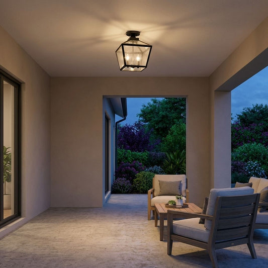 Woodstock 3-Light Outdoor Ceiling Light in Black