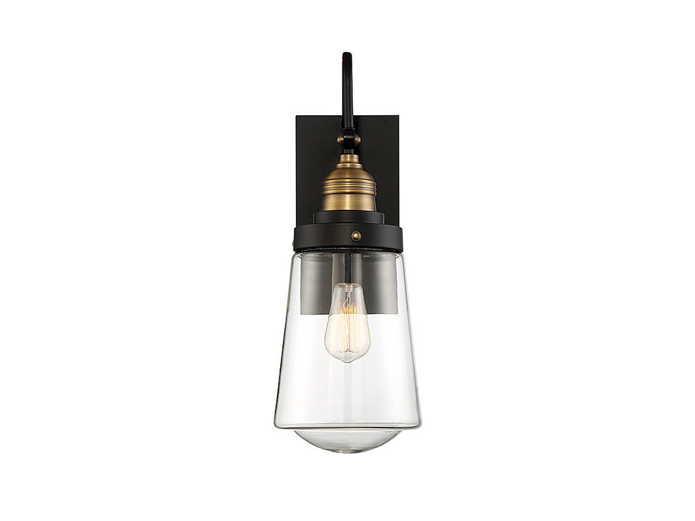 Savoy House Macauley 14-in Outdoor Wall Lantern Vintage Black with Warm Brass