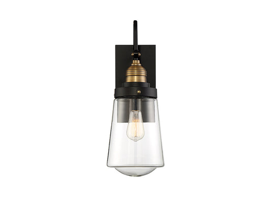 Macauley 14-in Outdoor Wall Lantern in Vintage Black with Warm Brass