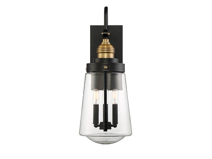 Savoy House Macauley 3-Light Outdoor Wall Lantern Vintage Black with Warm Brass