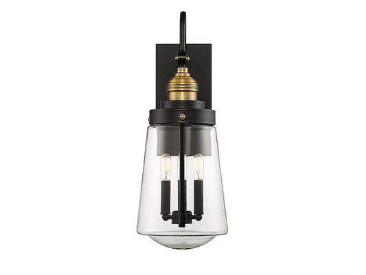 Savoy House Macauley 3-Light Outdoor Wall Lantern Vintage Black with Warm Brass