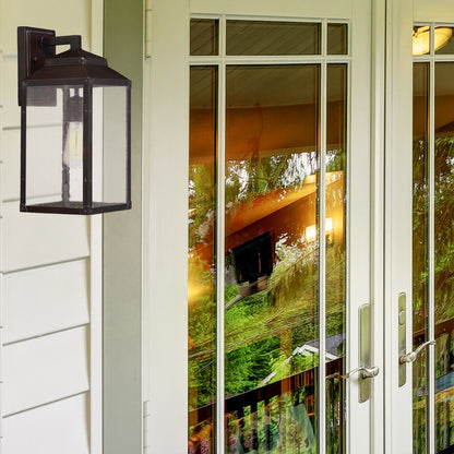 Brennan Outdoor Wall Lantern, 1-Light, English Bronze with Gold, Glass Shade, 14.88"H, Savoy House (5-341-213 1K18D)