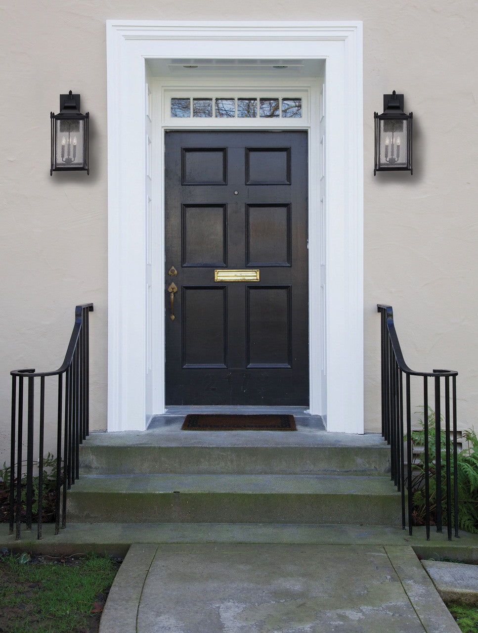 Dunnmore Outdoor Wall Lantern, 3-Light, Black, Glass Shade, 23.5"H, Savoy House (5-3453-BK 1FRR7)