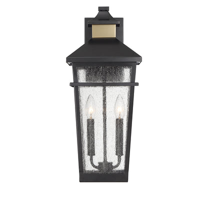 Kingsley 2-Light Outdoor Wall Lantern in Matte Black with Warm Brass Accents