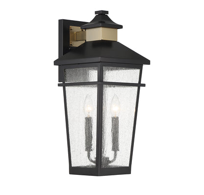 Kingsley 2-Light Outdoor Wall Lantern in Matte Black with Warm Brass Accents
