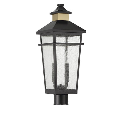 Kingsley 2-Light Outdoor Post Lantern in Matte Black with Warm Brass Accents