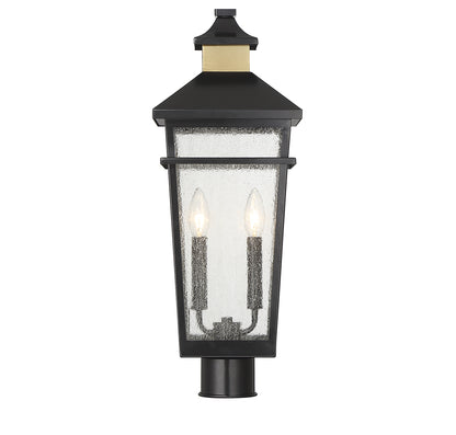 Kingsley 2-Light Outdoor Post Lantern in Matte Black with Warm Brass Accents