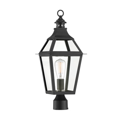 Savoy House Jackson Outdoor Post Lantern Black with Gold Highlights