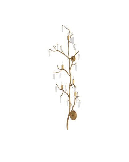 Forest Light Wall Sconce, 5-Light, Washed Lucerne Gold, Natural, 55"H, Currey and Company 5000-0014