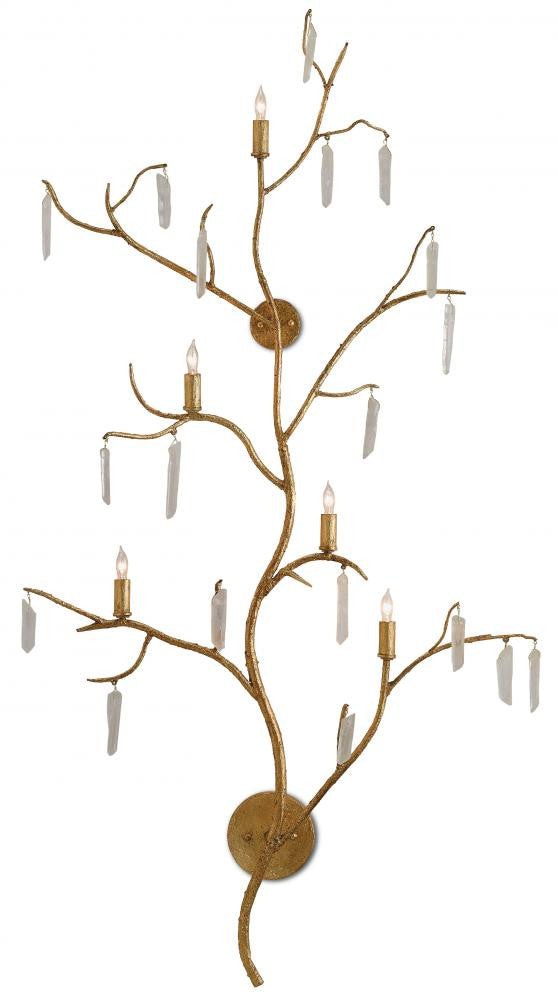Currey and Company Forest Light Gold Wall Sconce Washed Lucerne Gold, Natural