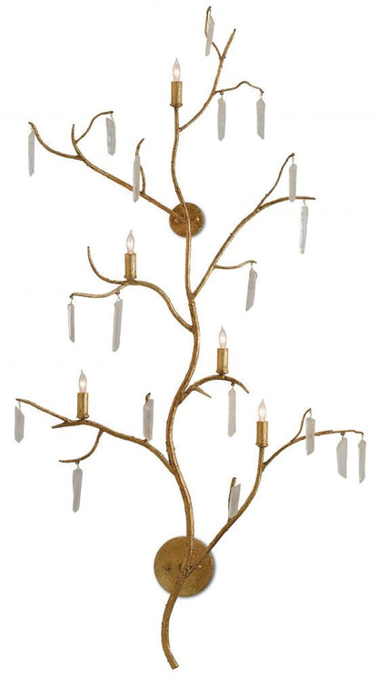 Currey and Company Forest Light Gold Wall Sconce Washed Lucerne Gold, Natural